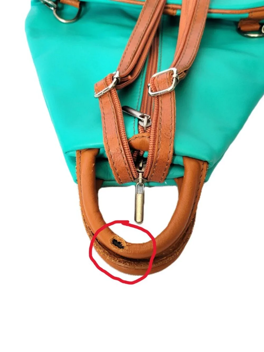 LaGaksta Stella Convertible Leather Backpack Purse Teal Mint Green Italy READ